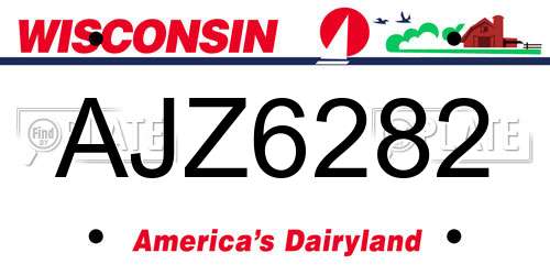 AJZ6282 Wisconsin License Plate