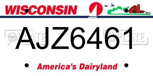 AJZ6461 Wisconsin License Plate