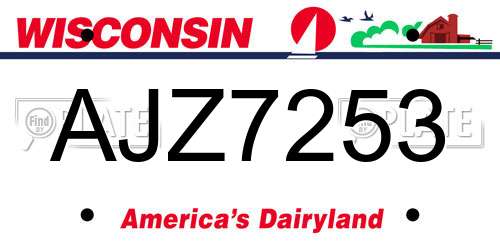 AJZ7253 Wisconsin License Plate