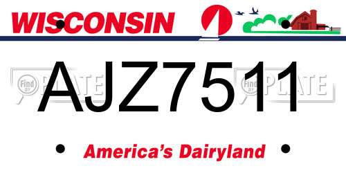 AJZ7511 Wisconsin License Plate