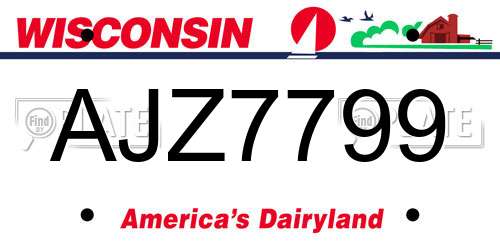 AJZ7799 Wisconsin License Plate