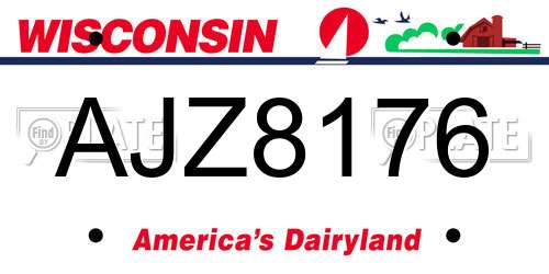 AJZ8176 Wisconsin License Plate