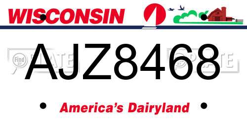 AJZ8468 Wisconsin License Plate