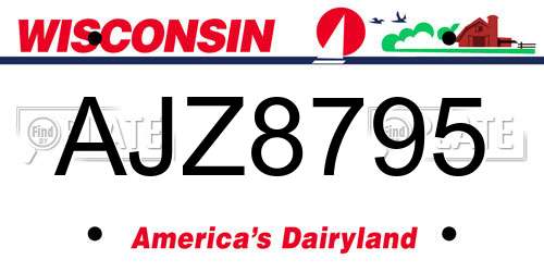 AJZ8795 Wisconsin License Plate