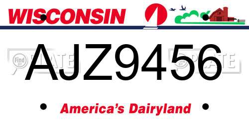 AJZ9456 Wisconsin License Plate