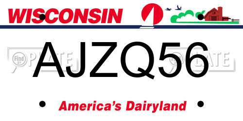 AJZQ56 Wisconsin License Plate