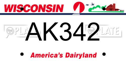 AK342 Wisconsin License Plate