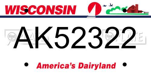 AK52322 Wisconsin License Plate