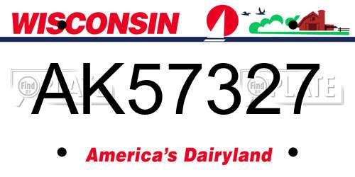 AK57327 Wisconsin License Plate