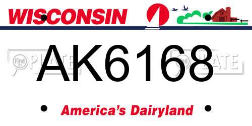 AK6168 Wisconsin License Plate