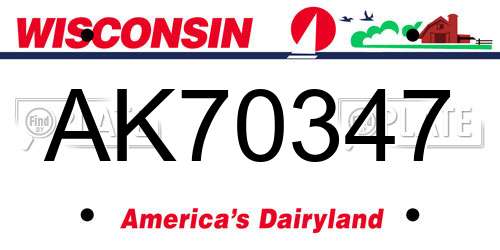 AK70347 Wisconsin License Plate