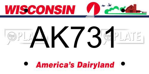 AK731 Wisconsin License Plate