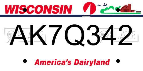 AK7Q342 Wisconsin License Plate