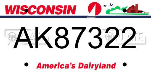 AK87322 Wisconsin License Plate