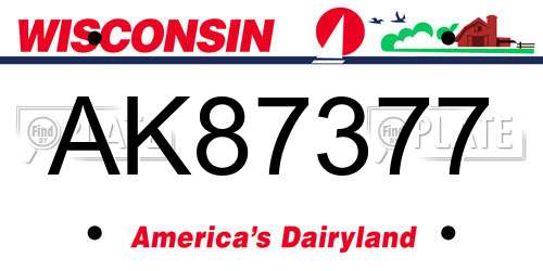 AK87377 Wisconsin License Plate