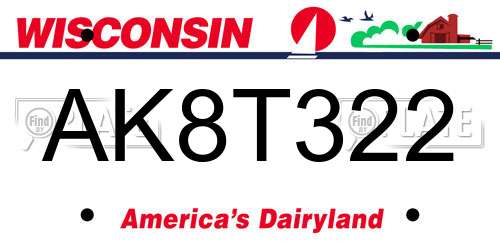 AK8T322 Wisconsin License Plate