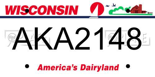 AKA2148 Wisconsin License Plate