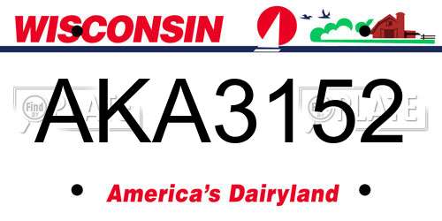 AKA3152 Wisconsin License Plate