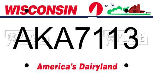 AKA7113 Wisconsin License Plate