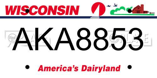 AKA8853 Wisconsin License Plate