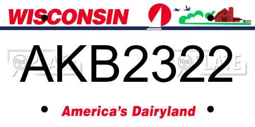 AKB2322 Wisconsin License Plate