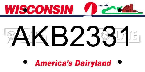 AKB2331 Wisconsin License Plate