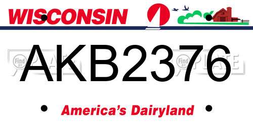 AKB2376 Wisconsin License Plate