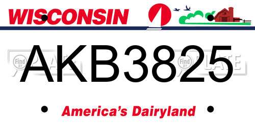 AKB3825 Wisconsin License Plate