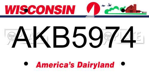 AKB5974 Wisconsin License Plate