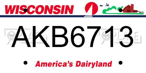 AKB6713 Wisconsin License Plate
