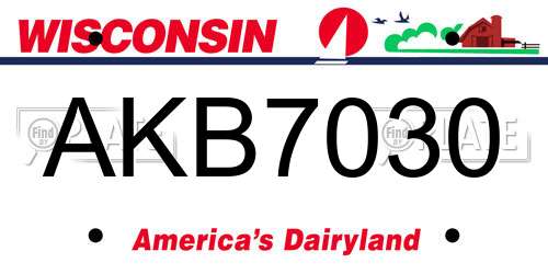AKB7030 Wisconsin License Plate
