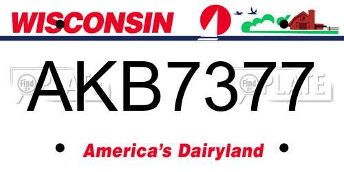 AKB7377 Wisconsin License Plate