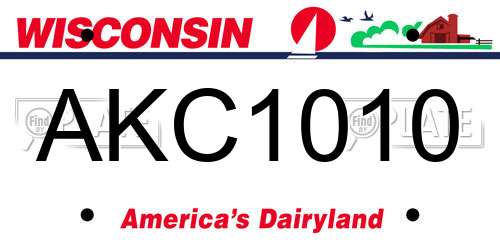 AKC1010 Wisconsin License Plate