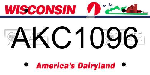 AKC1096 Wisconsin License Plate