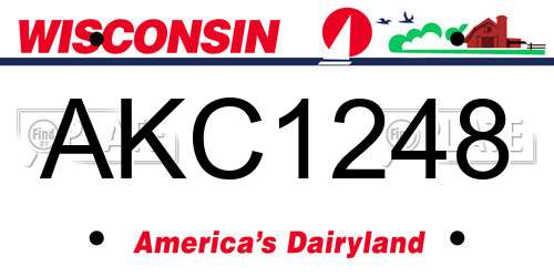 AKC1248 Wisconsin License Plate
