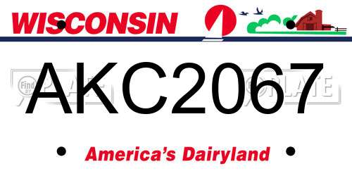 AKC2067 Wisconsin License Plate