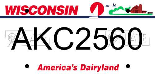 AKC2560 Wisconsin License Plate