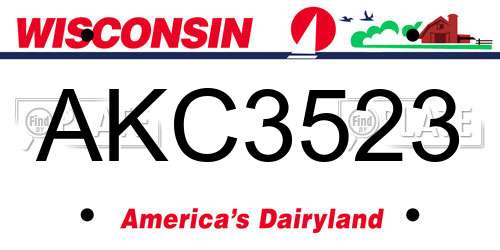 AKC3523 Wisconsin License Plate