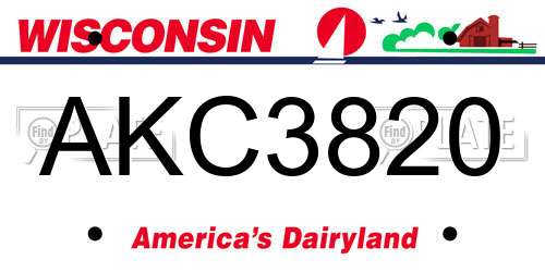 AKC3820 Wisconsin License Plate