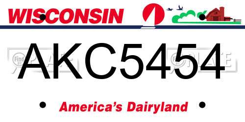 AKC5454 Wisconsin License Plate