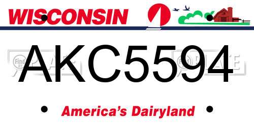 AKC5594 Wisconsin License Plate