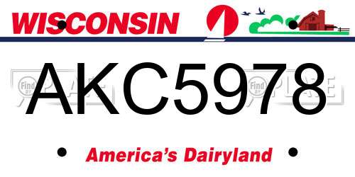 AKC5978 Wisconsin License Plate