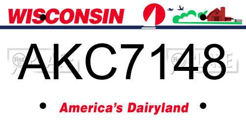 AKC7148 Wisconsin License Plate