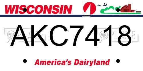 AKC7418 Wisconsin License Plate