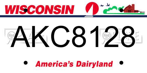 AKC8128 Wisconsin License Plate