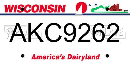 AKC9262 Wisconsin License Plate
