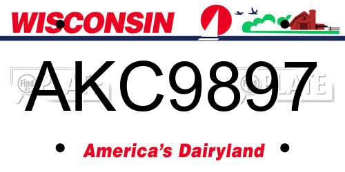 AKC9897 Wisconsin License Plate