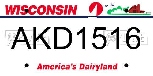 AKD1516 Wisconsin License Plate