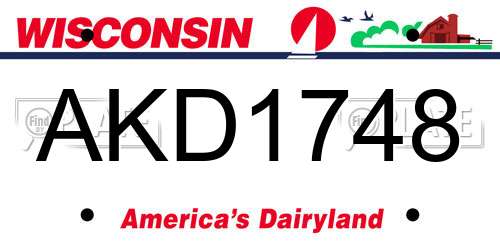 AKD1748 Wisconsin License Plate
