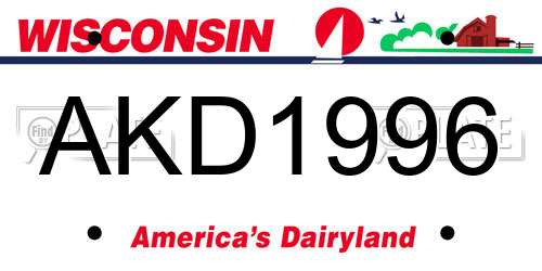 AKD1996 Wisconsin License Plate